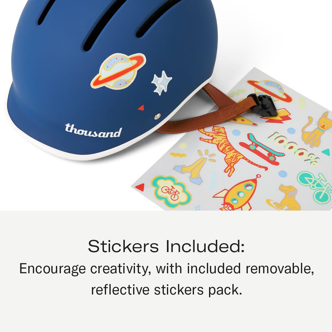 Thousand Kids Helmet – Free Reflective Sticker Pack to Customize, No Pinch Magnetic Buckle, Multi Sport Safety CSPC ASTM CE Certified – Jr Collection (Blazing Blue)