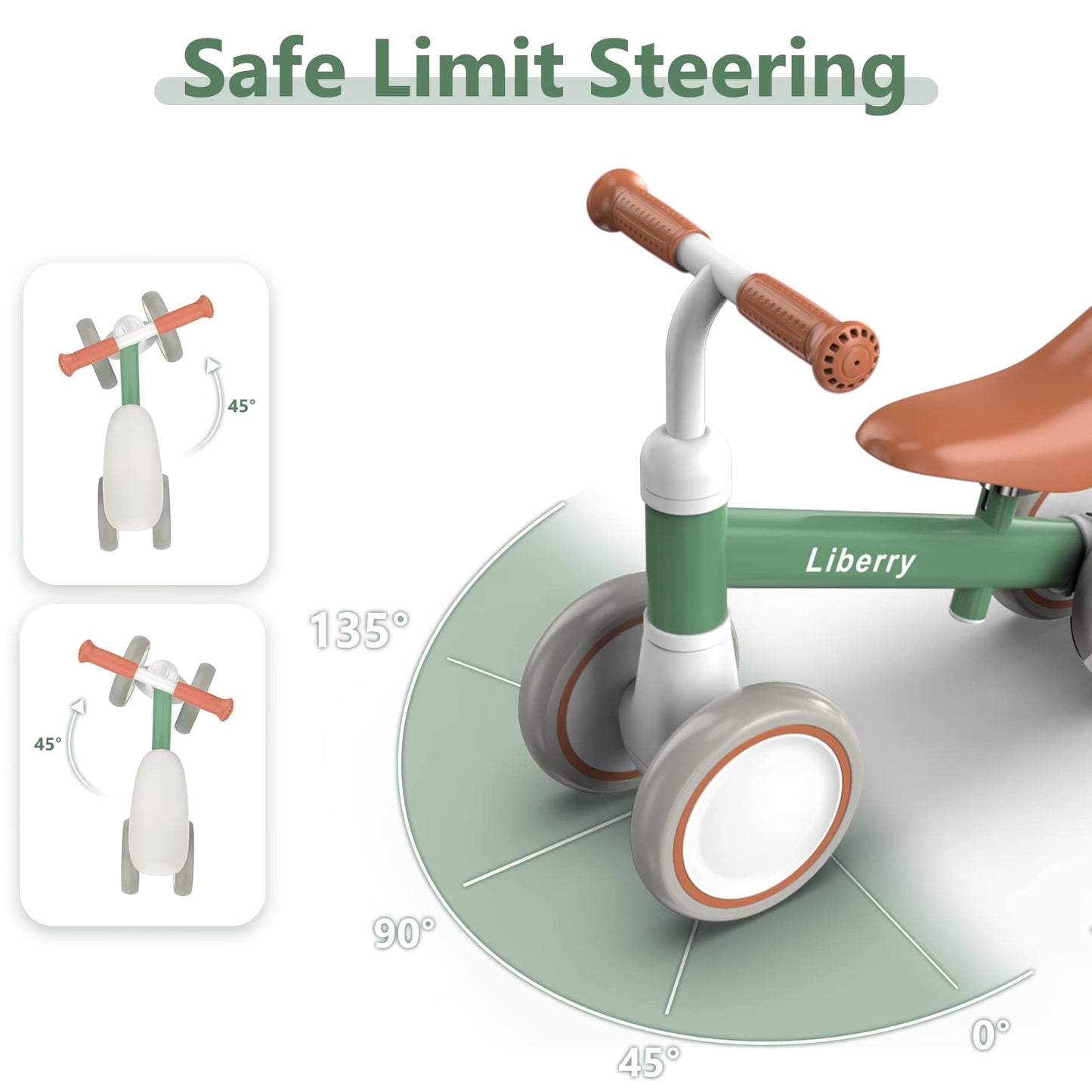 Liberry Baby Balance Bike for 1 2 3 Year Old Boys Girls, 4 Wheels Toddler Balance Bike with Adjustable Seat, Infant's First Birthday Gift (Green)