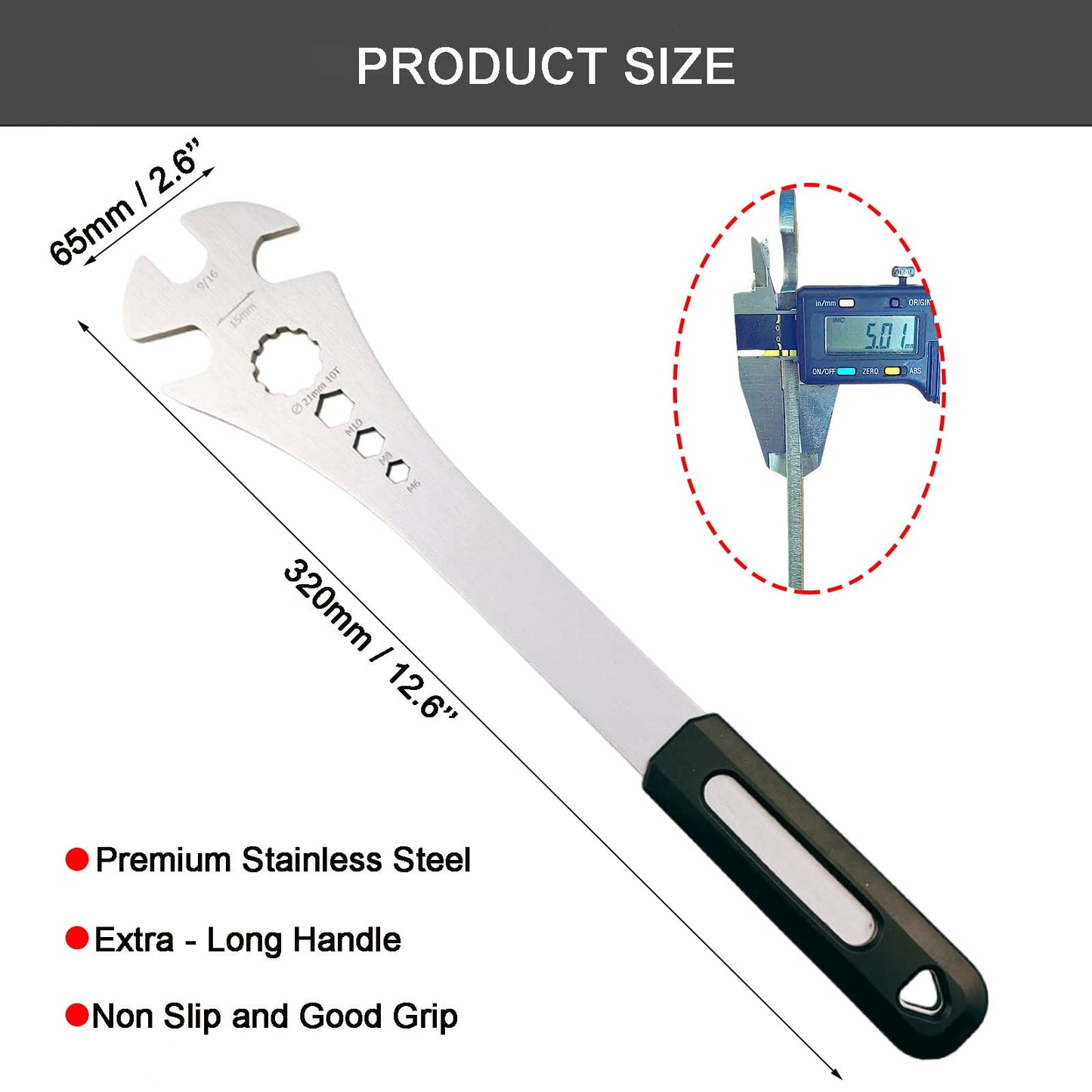 Bike Pedal Wrench, Bicycle Pedal Removal Tool with Extra Long Handle for Efficient Repair of Road and Mountain Bikes
