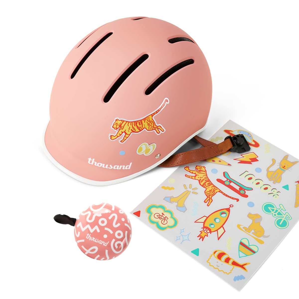 Thousand Jr. Kids Helmet & Bell - Children's Helmet Certified for Bike, Skateboard, Roller-Skate - Boys and Girls Bike Helmet with Matching Kids Bell Included