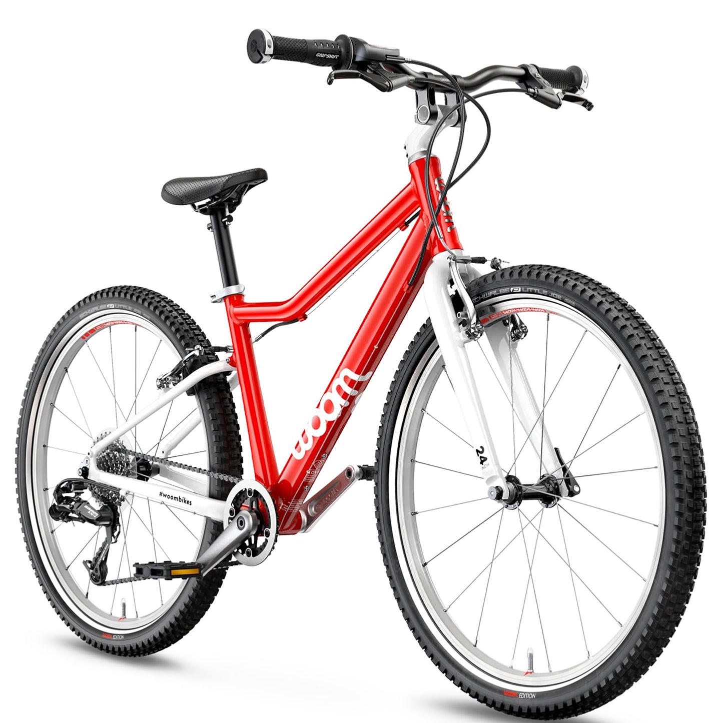 woom 5 Children’s Bicycle for Kids 7-11 Years Old, 24-Inch Wheels, Lightweight Bike with Handbrake & 8-Speed Shifter for Boys & Girls - Red