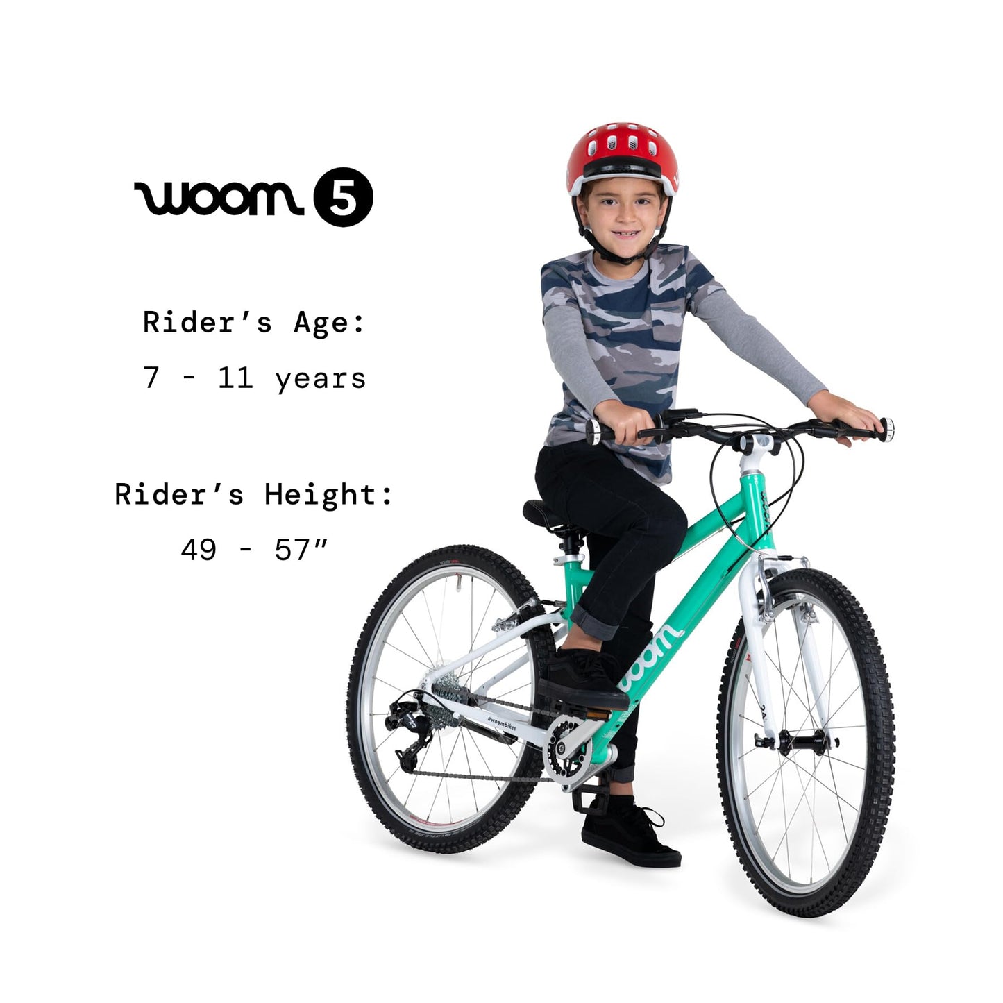 woom 5 Children’s Bicycle for Kids 7-11 Years Old, 24-Inch Wheels, Lightweight Bike with Handbrake & 8-Speed Shifter for Boys & Girls - Red
