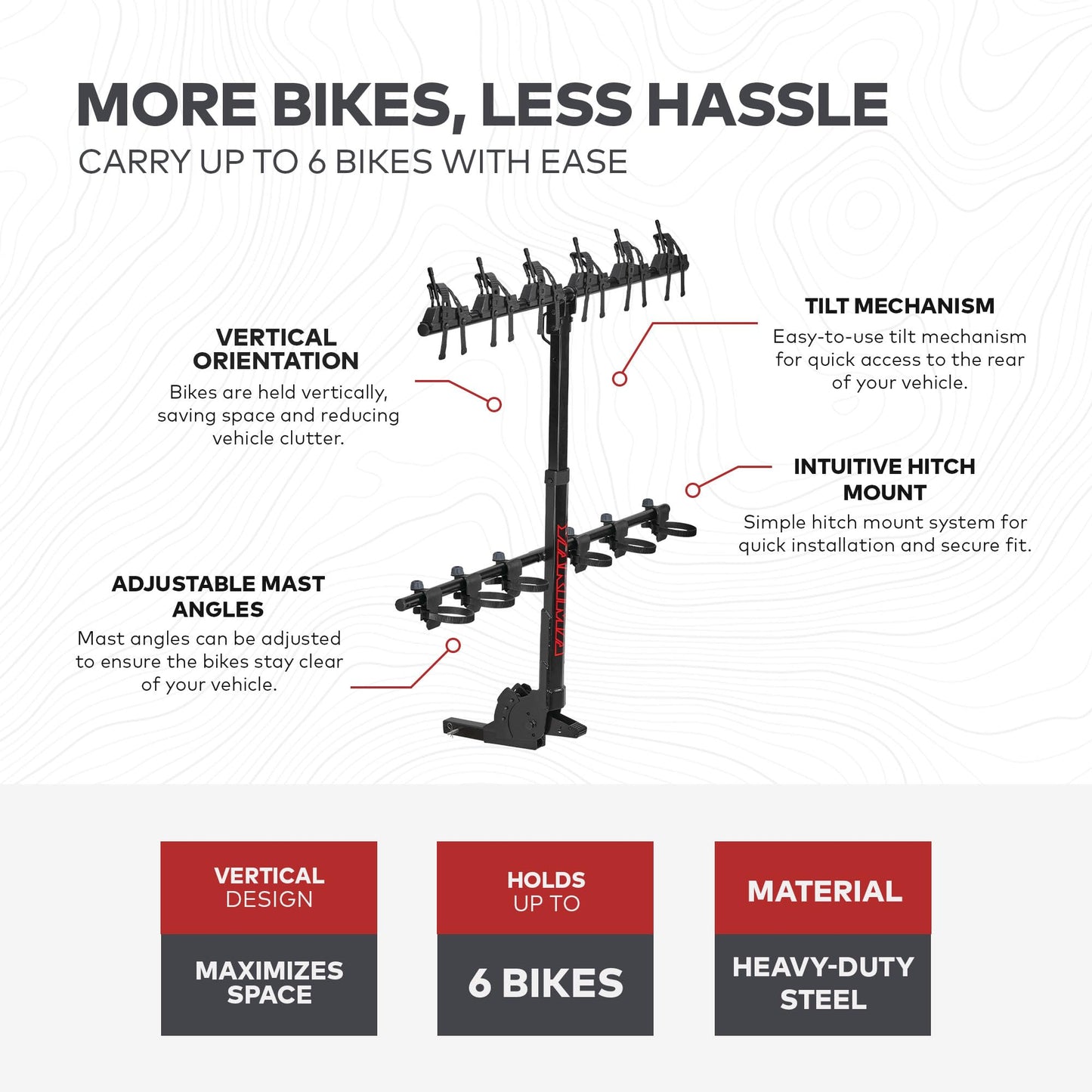 Yakima 6-Bike Vertical Hanging Hitch Mount Carrier, Tilt-Away Steel Bike Rack, HangOver 6