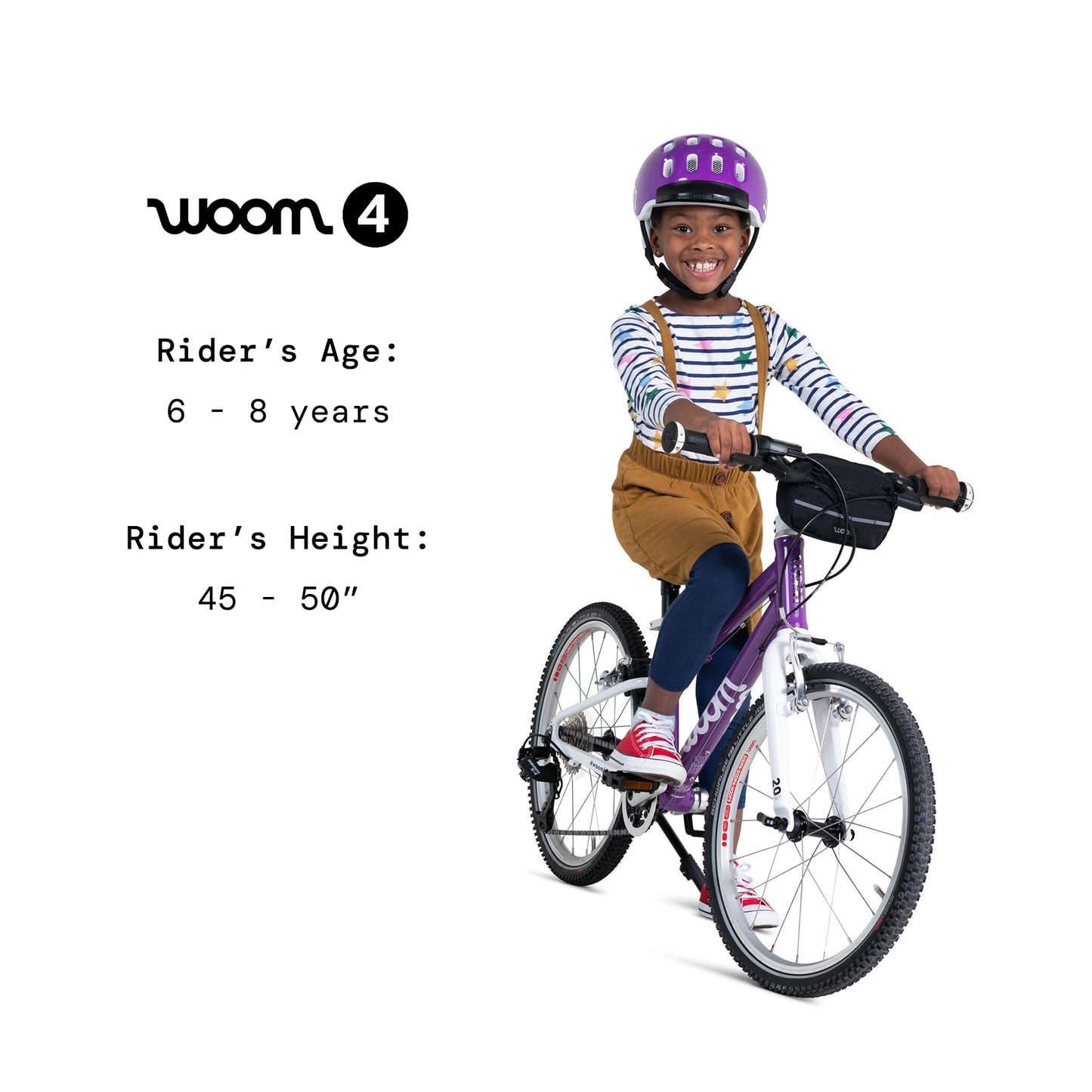 woom 4 Children’s Bicycle for Kids 6-8 Years Old, 20-Inch Wheels, Lightweight Bike with Handbrake & 7-Speed Shifter for Boys & Girls - Red
