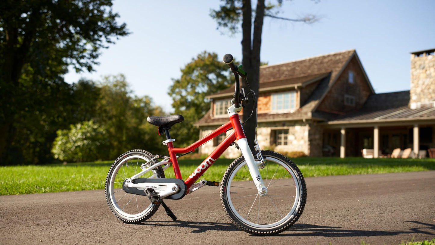 woom 3 Children’s Bicycle for Kids 4-6 Years Old, 16-Inch Wheels, Lightweight Bike with Handbrake, Steering Limiter & Chain Guard, Boys & Girls - Red