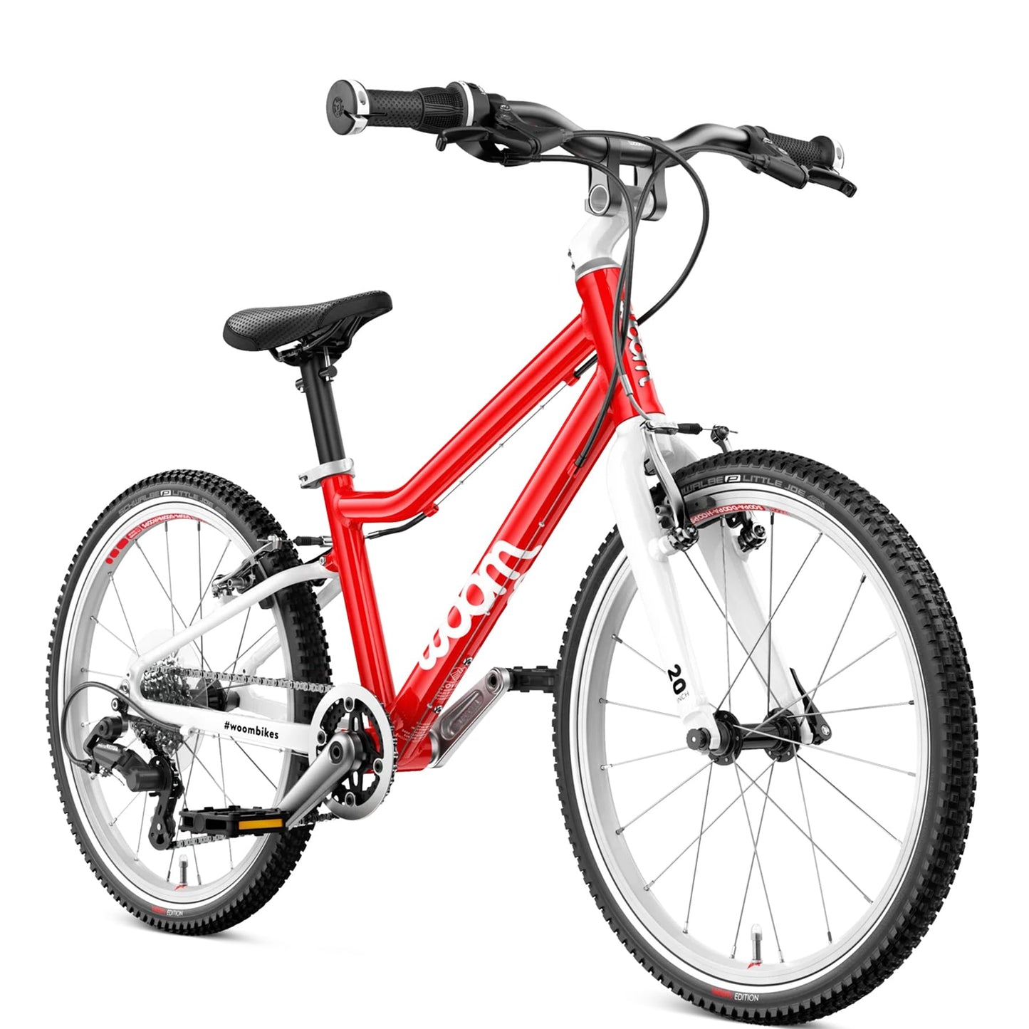 woom 4 Children’s Bicycle for Kids 6-8 Years Old, 20-Inch Wheels, Lightweight Bike with Handbrake & 7-Speed Shifter for Boys & Girls - Red