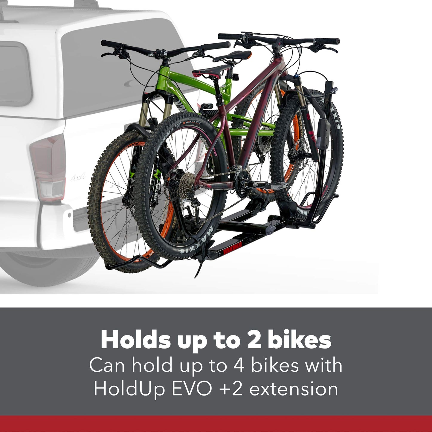 Yakima EVO Premium 2 Bike Capacity Tray Hitch Mount Bike Rack with Tool Free Locking SpeedKnob, Tilt Mechanism, and KickStart Foot Pedal, Black