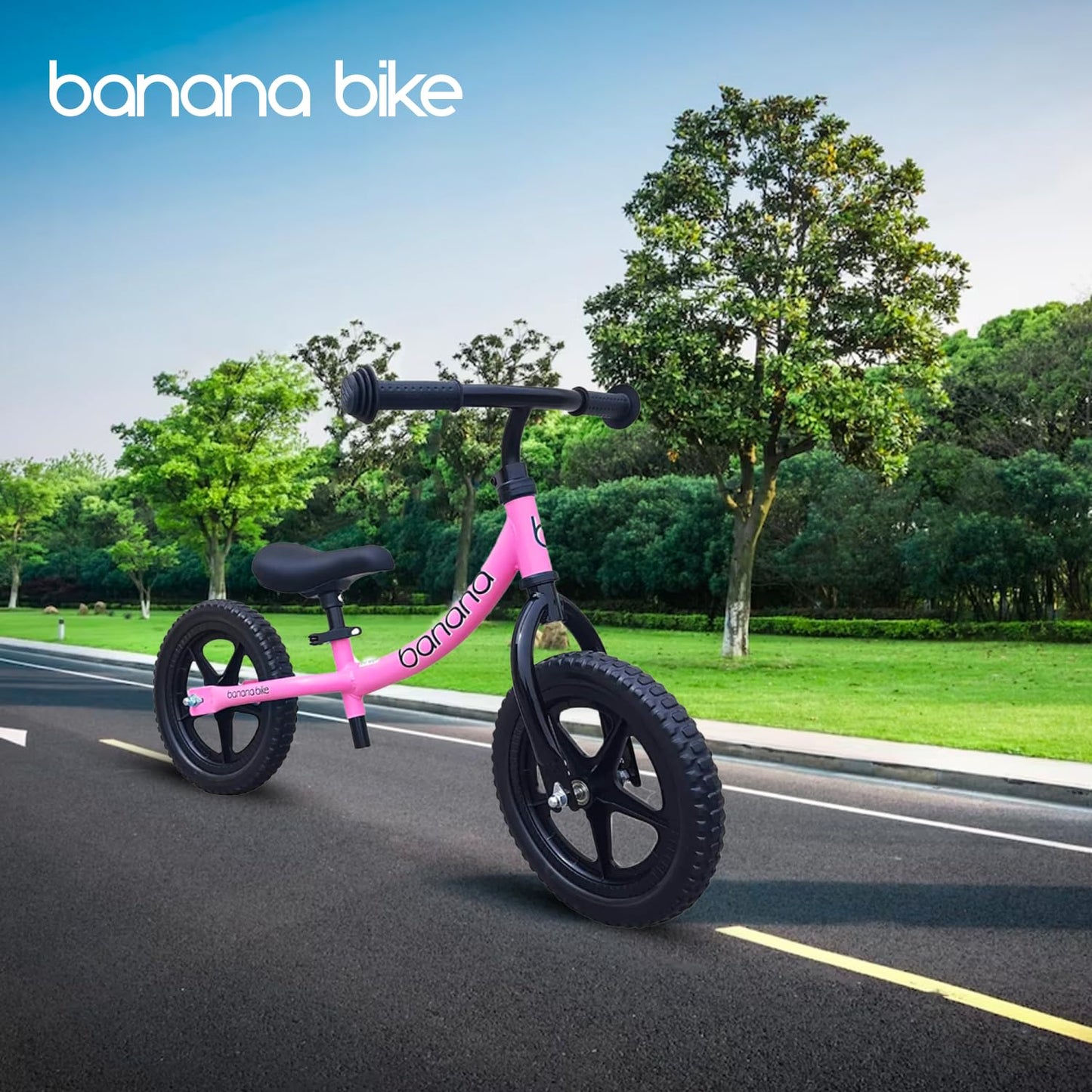 banana bike LT Balance Bike - Lightweight Toddler Bike for 2-5 Age - 33x18x24 No Pedal Kids Bike with Adjustable Handlebar and Seat - Durable Aluminum -Equipped with EVA Tires for Smooth Rides, Pink