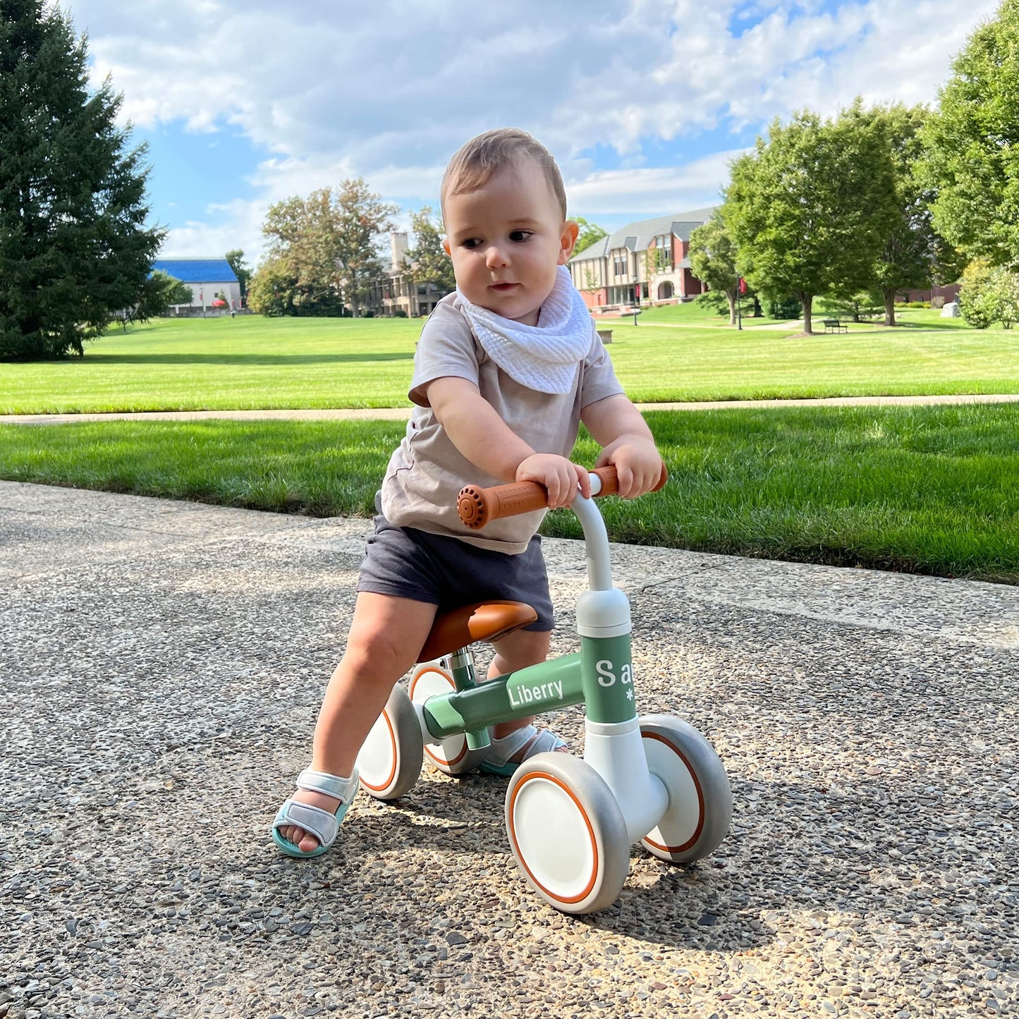 Liberry Baby Balance Bike for 1 2 3 Year Old Boys Girls, 4 Wheels Toddler Balance Bike with Adjustable Seat, Infant's First Birthday Gift (Green)